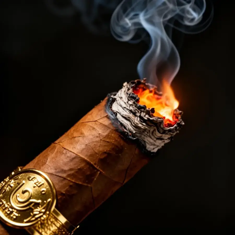 Premium cigar with glowing ember