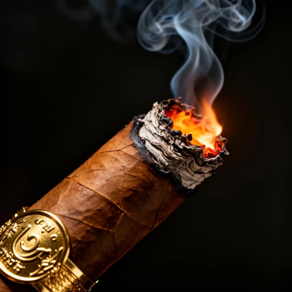 Premium cigar with glowing ember